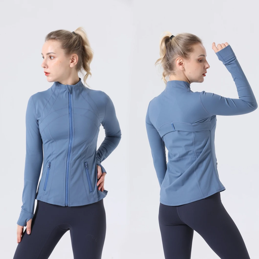 Lulu Zip Long Sleeve Yoga Jacket Plus Size Sports Yoga Tops Women&prime; S Running Coat Workout Wear Gym Fitness Sports Casual Wear