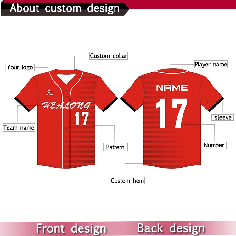 Healong Custom High Quality Embroidered Logo Baseball Jersey Polyester Sublimation Blank Basketball Jersey