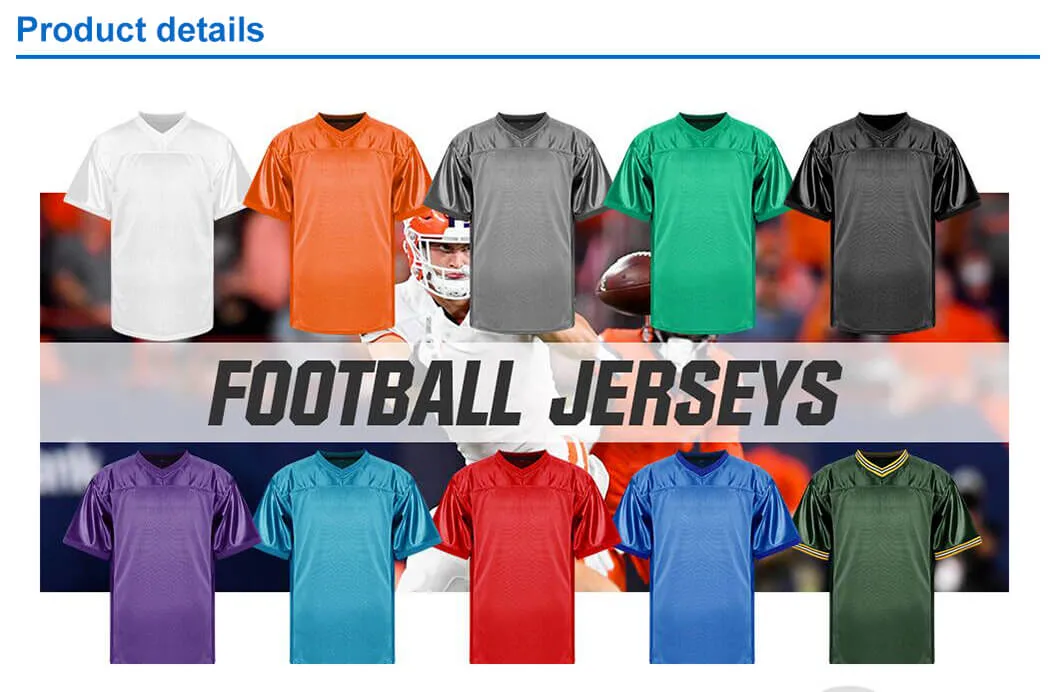 Custom Logo Wholesale Plain Practice Shirt Sublimation Custom Exhibitions Uniform Wear American Football Jersey