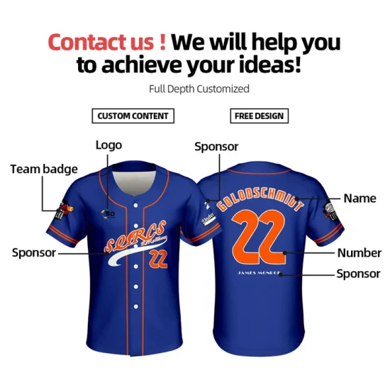 Personalized Sportswear Custom Team Logo Breathable Polyester Baseball Jersey